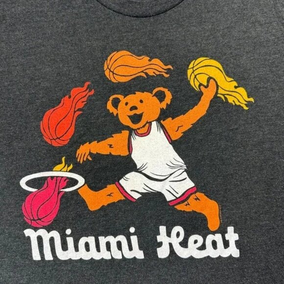 Homage x Miami Heat Grateful Dead T-Shirt Men Large Gray Basketball Bear Graphic - Picture 5 of 8